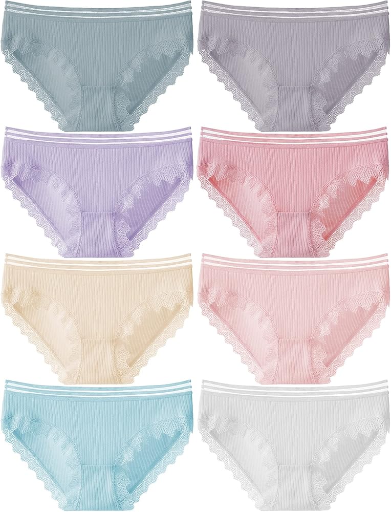 Kiench Big Girls' Underwear Cotton Teens Hipster Panties 8-Pack