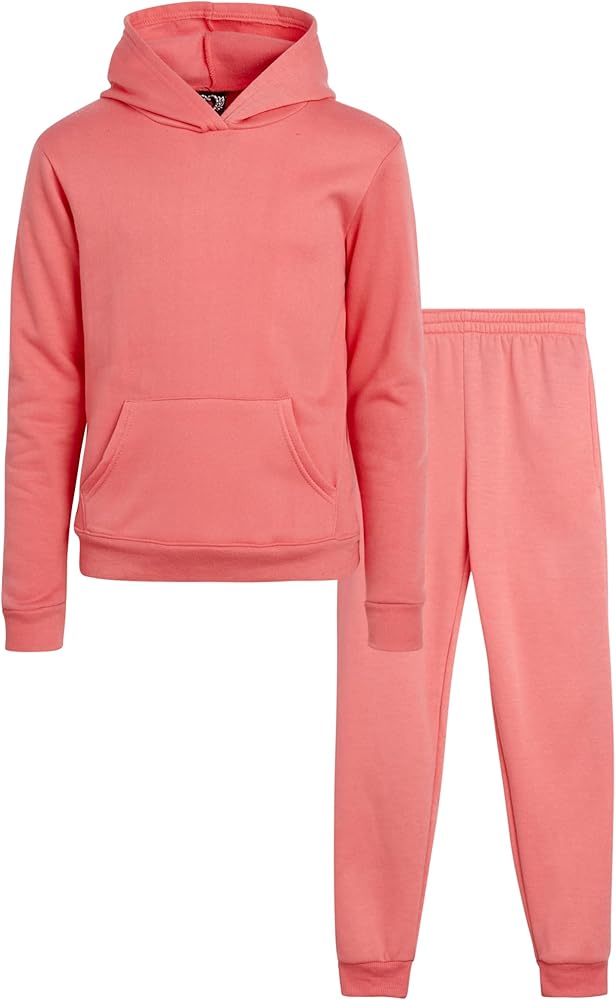 Real Love Girls' Jogger Set - 2 Piece Basic Fleece Pullover Hoodie and Sweatpants (7-16)