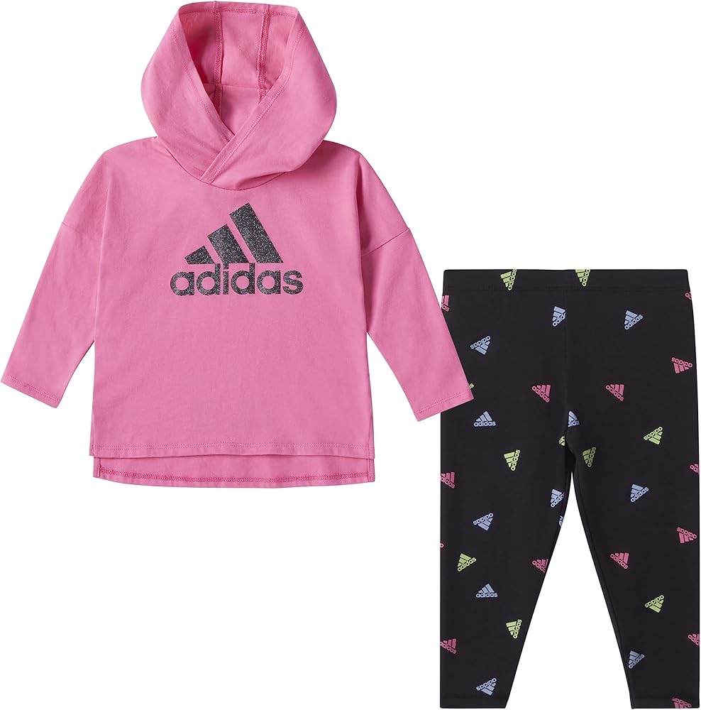 adidas Girls 2-piece Hooded Tee & Printed Legging Set