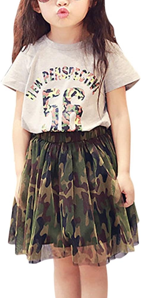 Girls Toddler Baby Kids Children's Shirt Top Cute Camouflage Camo Tutu Skirt Outfit 2 Piece Set