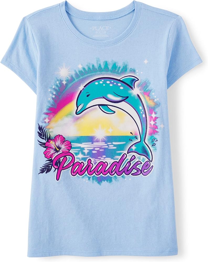 The Children's Place girls Dolphin Graphic Short Sleeve Tee