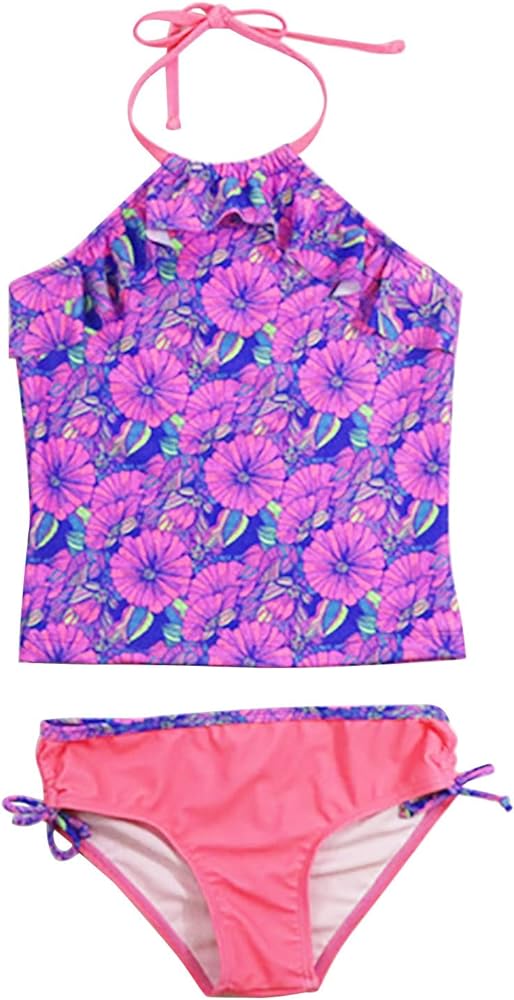 Girls Flower Print Suit Summer Suspender Pleated Top Shorts Suit 2 Piece Set Swimwear Toddler Girl 2t