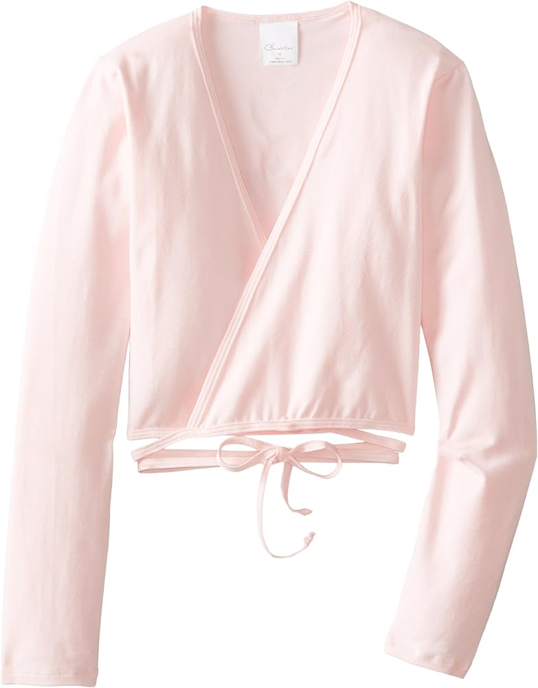 Clementine Little Girls' Long Sleeve Wrap Sweater, Light Pink, 6X-7