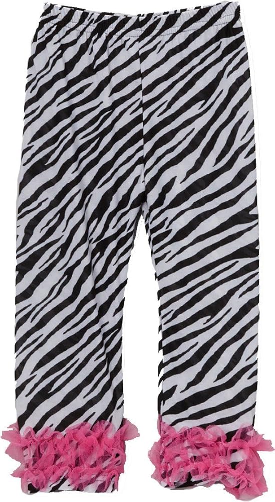 Girl's Zebra Printed Legging with Hot Pink Double RuffleÂÂÂ