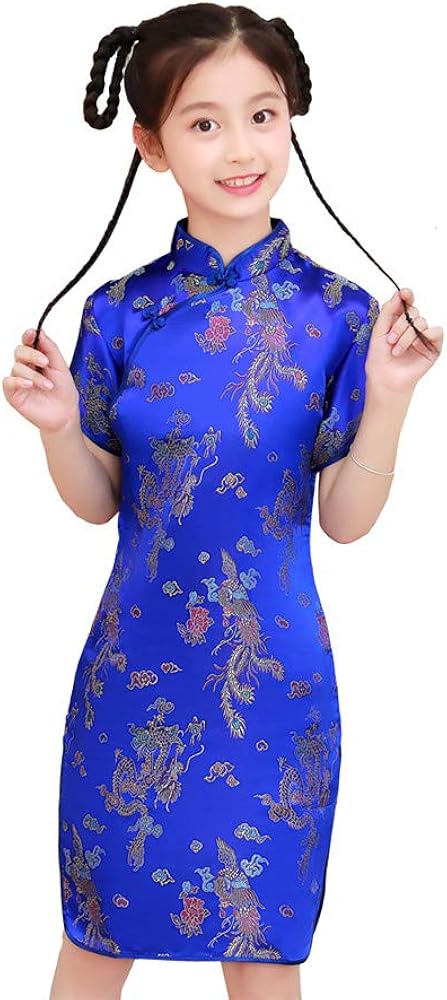 Shanghai Story Girls Chinese Dragon Phoenix Qipao Cheongsam Dress