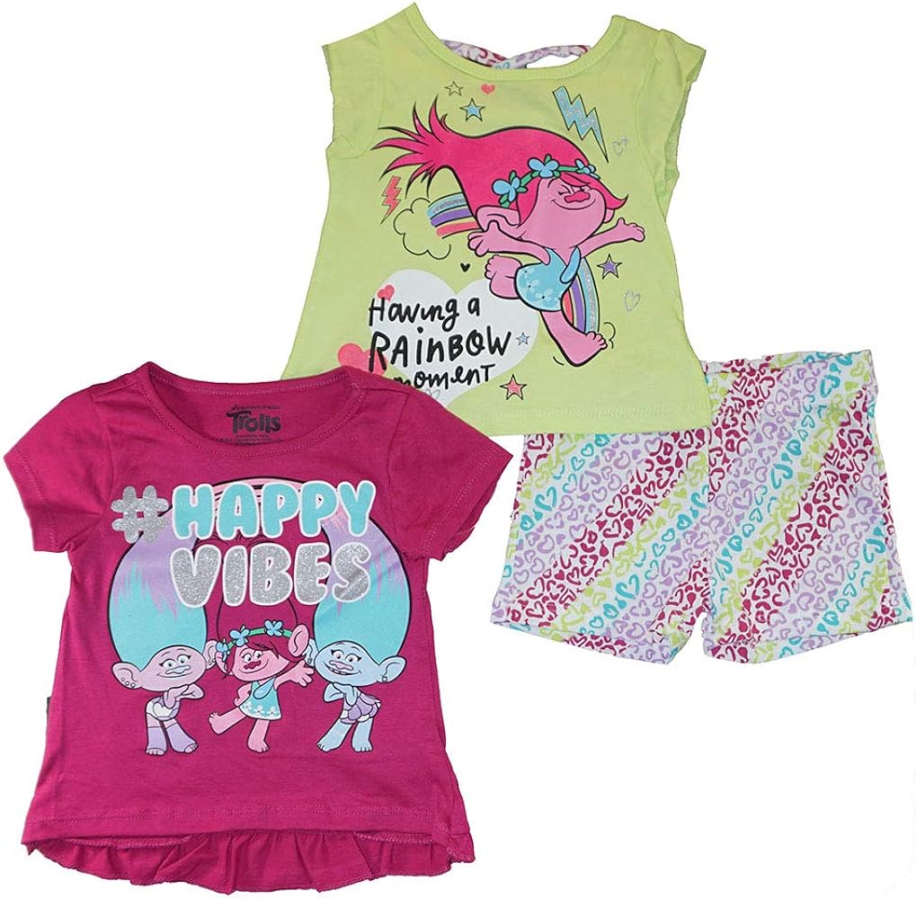 Trolls Little Girls' Three-Piece Tutu Skirt Set (6, Happy Vibes)