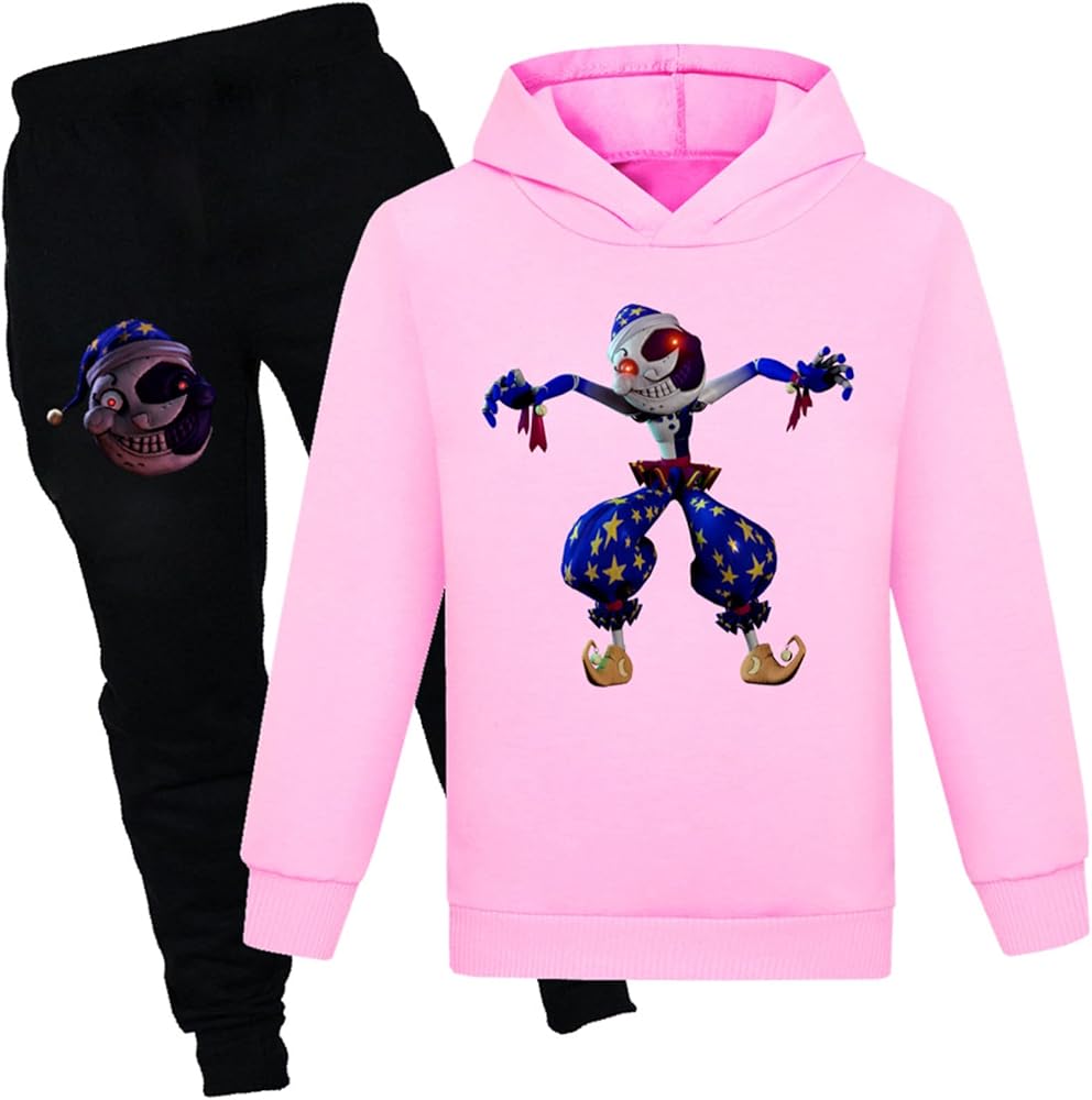 Kids Sundrop & Moondrop Hoodie Pullover Tops and Sweatpants 2Pcs Set,Graphic Outfit Sweat Suit for Teens