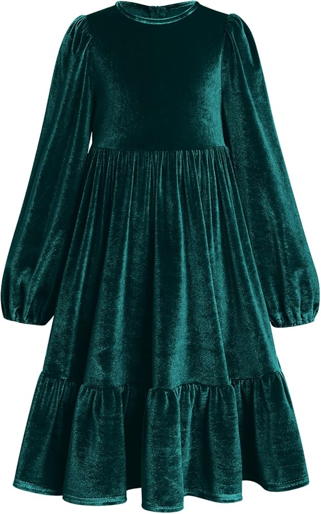 IMEKIS Toddler Kids Girls Christmas Velvet Dress Pageant Party Gown Fall Winter Long Sleeve Wedding Evening Holiday Dresses