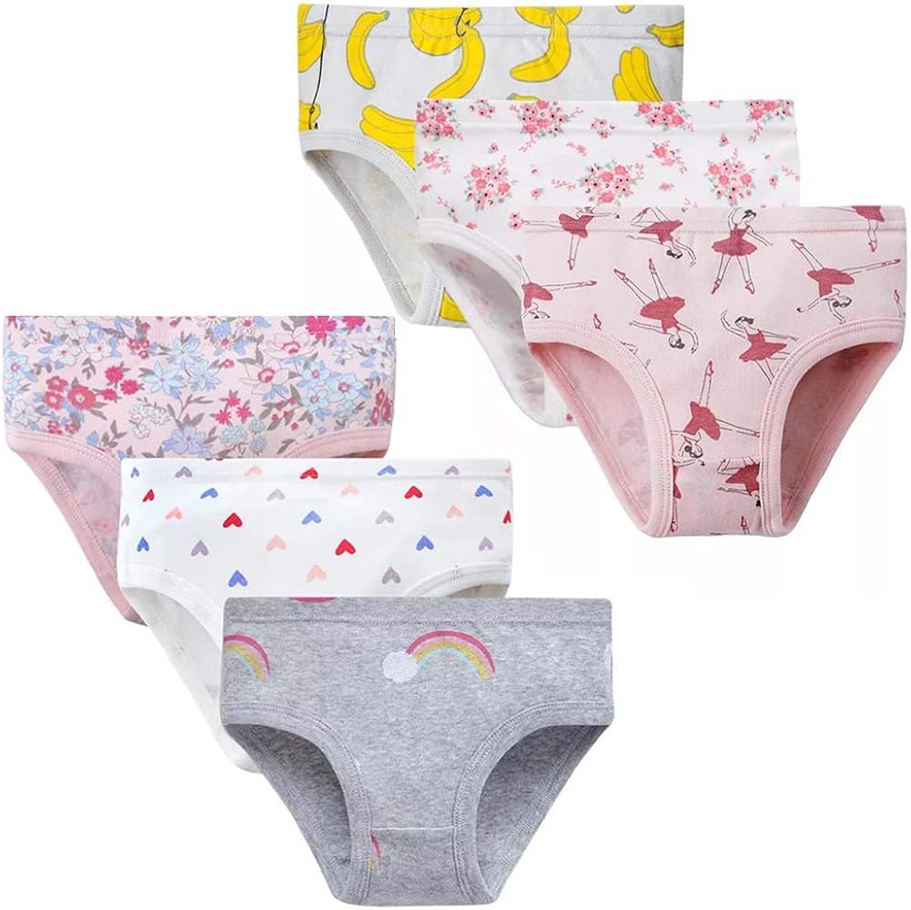 LEMON2010 Little Girls' Soft Cotton Underwear 6 Pieces Breathable Comfort Experience Panty Toddler Kids Assorted Briefs