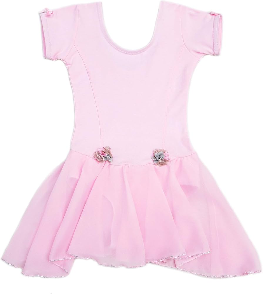 Pink Chiffon Skirted 2 Flower Ballet Dress Girl's