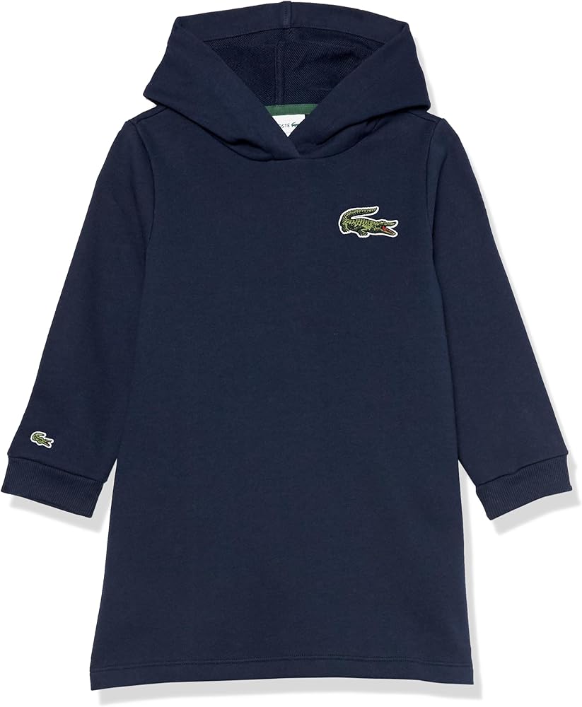 Lacoste Girls' One Size Long Sleeve Embroidered Croc Hoodie Dress