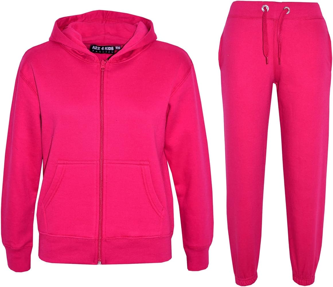 Unisex Plain Tracksuit Hoodie with Joggers Jogging - T.S Plain Pink 9-10