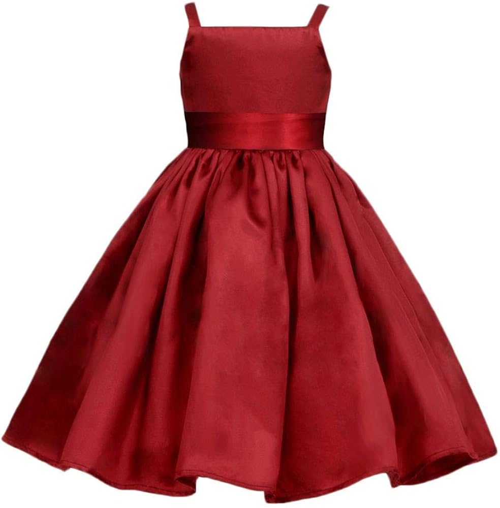 Pink Promise Apple Red Holiday Wedding Flower Girl Spaghetti Straps Dress