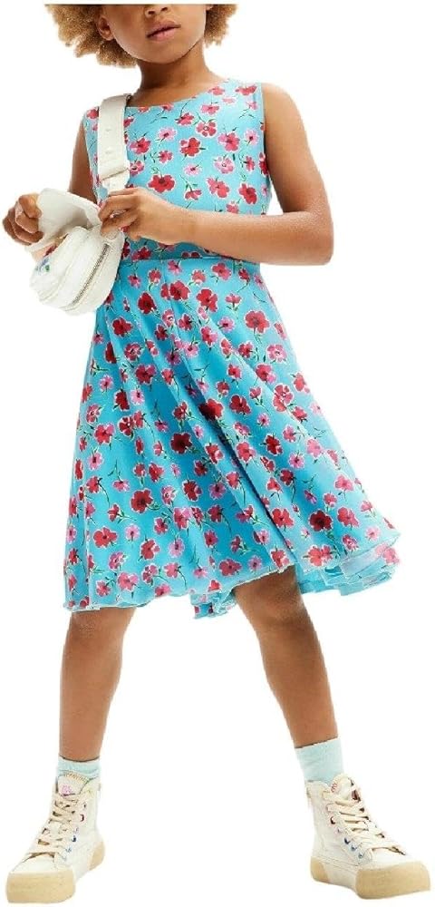 Desigual Little Girl's Floral Tulle Dress Blue