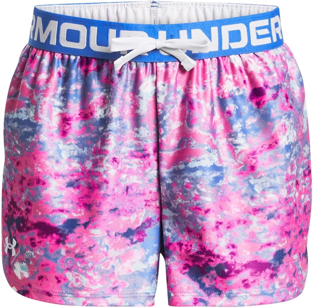 Under Armour Girls Play Up Shorts, (464) Water/White-PLUS, Small