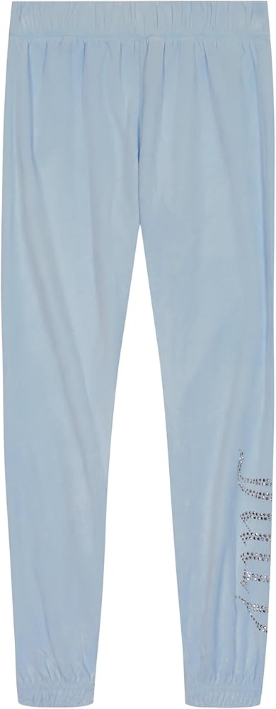 Juicy Couture Girls' Plush Velour Pant and Hoodie Sweatshirt Seperates, Sky Blue, 8-10