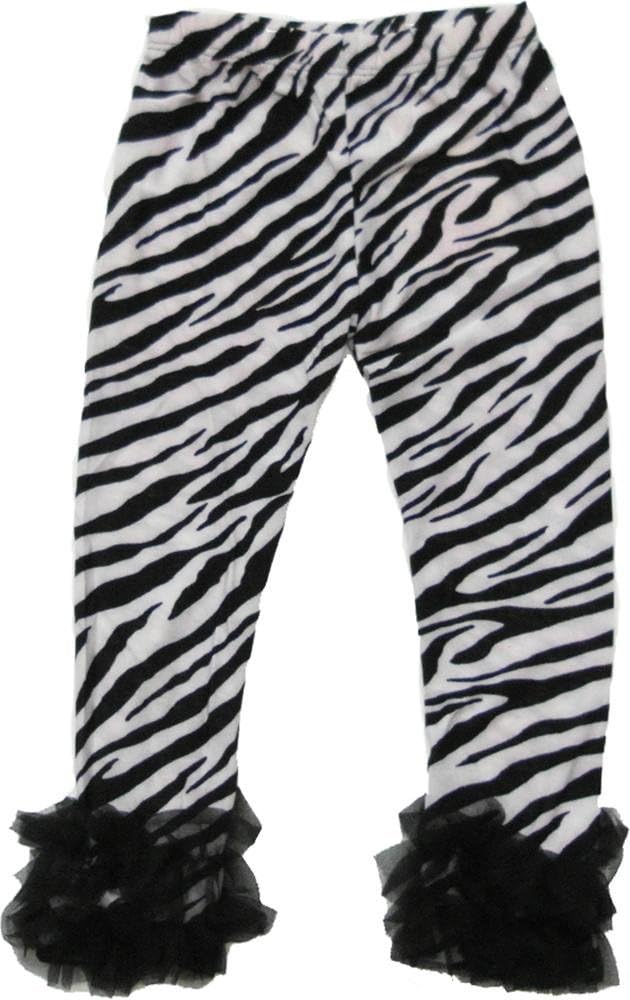 Girl's Zebra Printed Legging with Black Double RuffleÂÂÂ