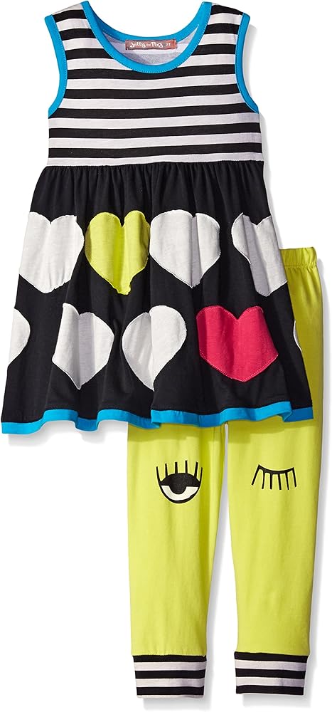 Little Girls Winking Heart Graphic Legging Set