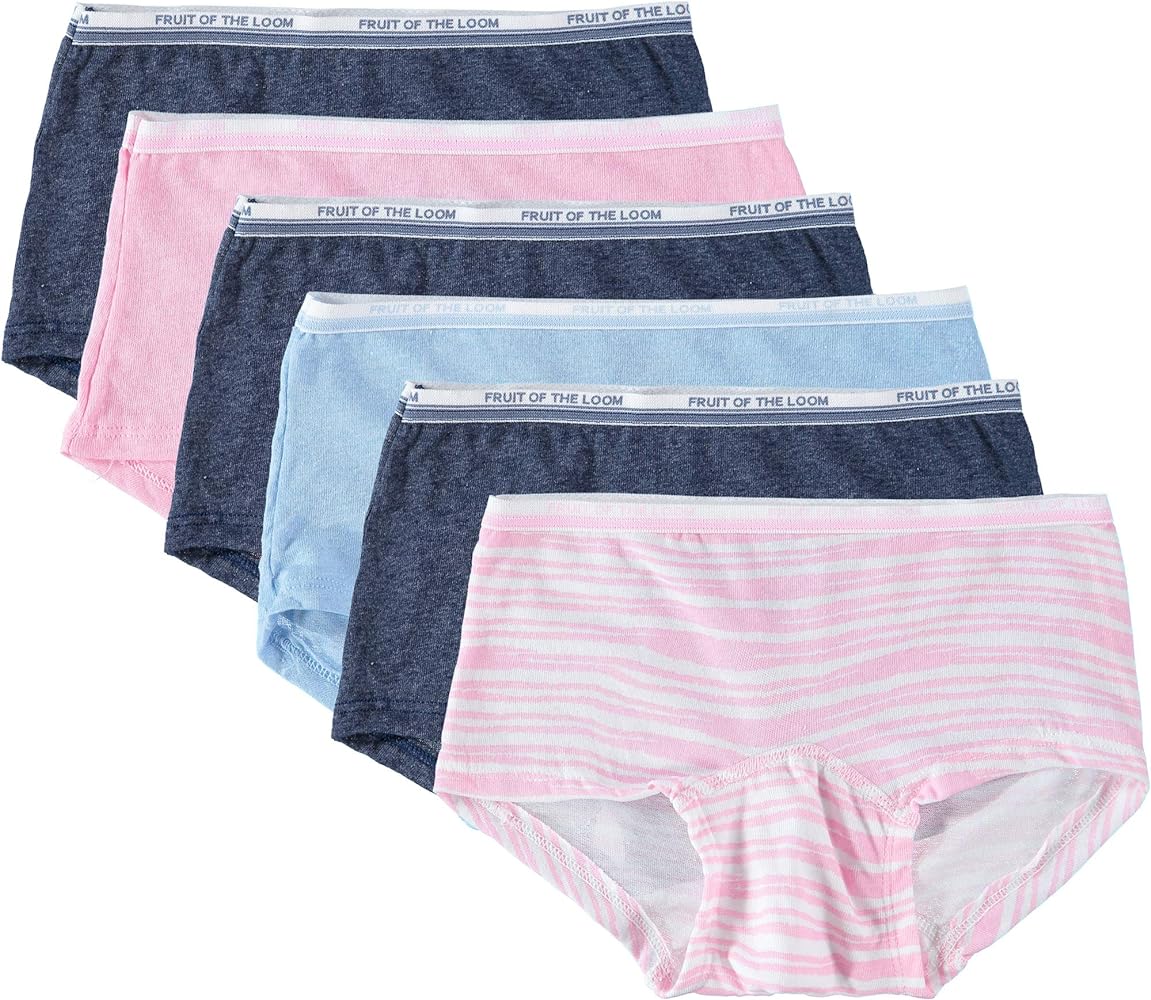 Fruit of the Loom Girls' Assorted Boyshort Underwear (Assorted Color - 6 Pack, 14)