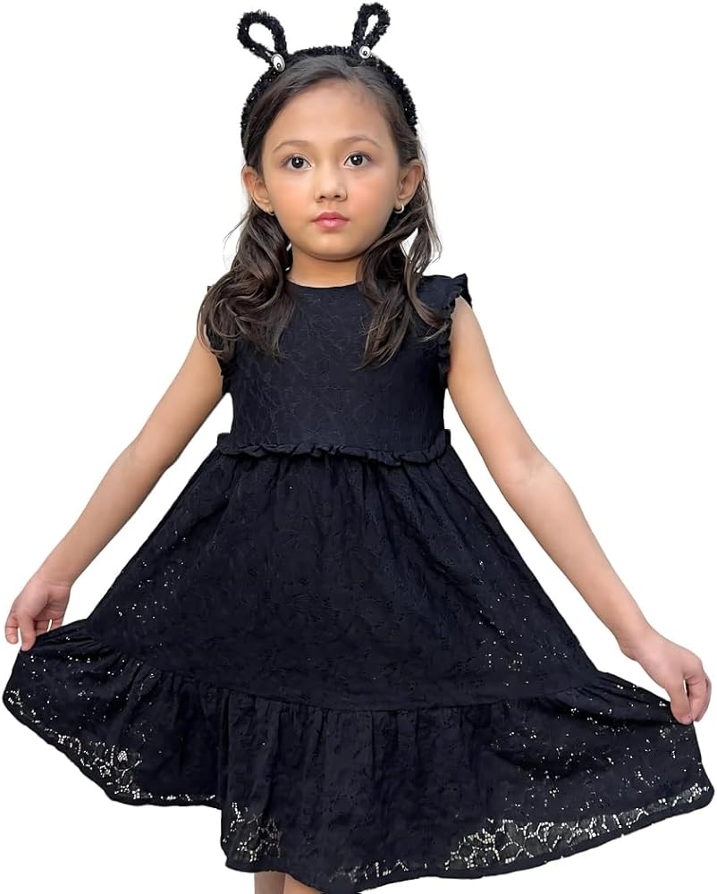 Girls' and Toddler Short Sleeve Dressy Special Occasion Lace Dresses Ruffle Sundress 2t to 6t