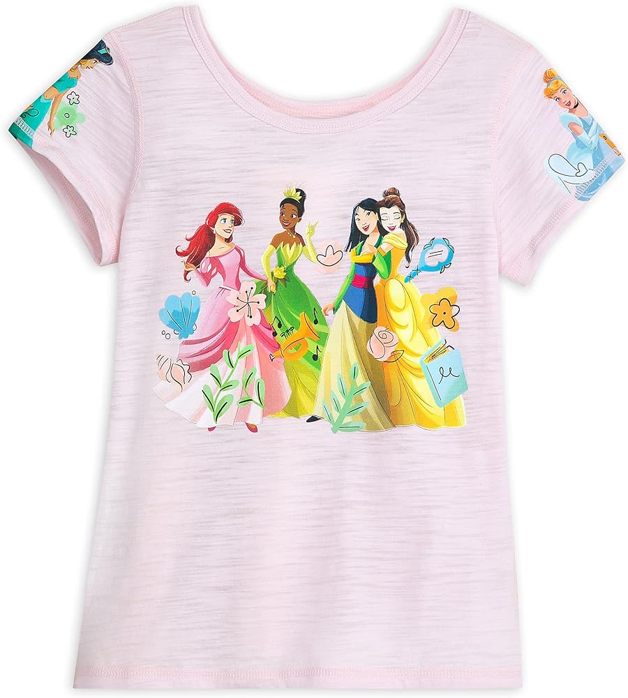 Disney Princess Fashion T-Shirt for Girls – Sensory Friendly XL (14) Multicolored