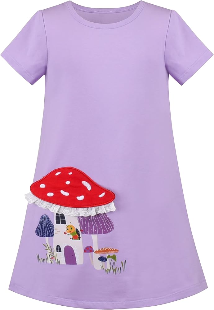 Sunny Fashion Girls Dress Tee Shirt Forest Tree House Applique Squirrel Size 3-8