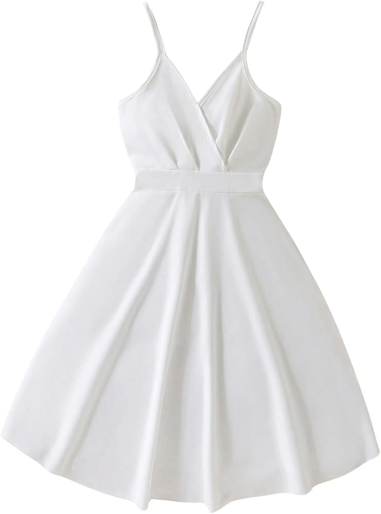 Floerns Girl's Wrap V Neck Sleeveless Flare Hem Wedding Guest Cami Dress