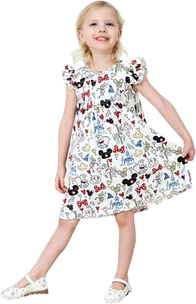 Girls Summer Fashionable Casual Flutter Dress Children's Mickey Dress