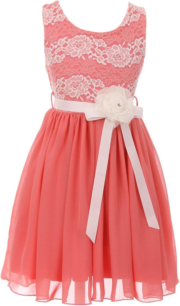 Little Girls Sleeveless Floral Lace Easter Graduation Flower Girl Dress USA 2-14