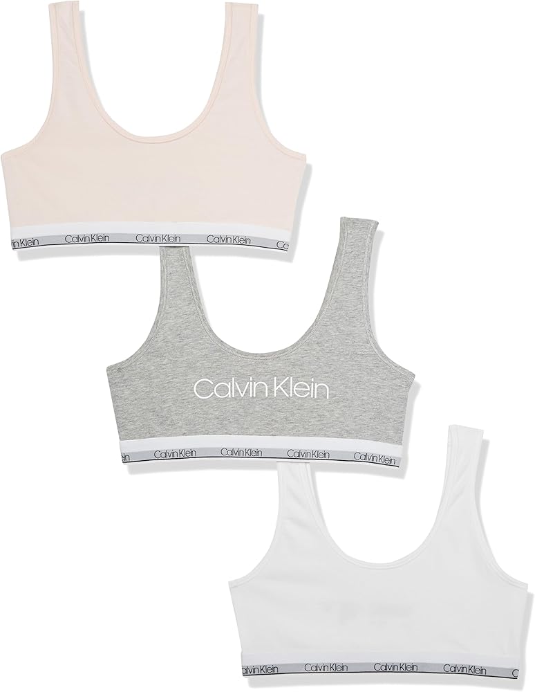 Calvin Klein Girls' Soft Cotton Bralette Bra, Multipack