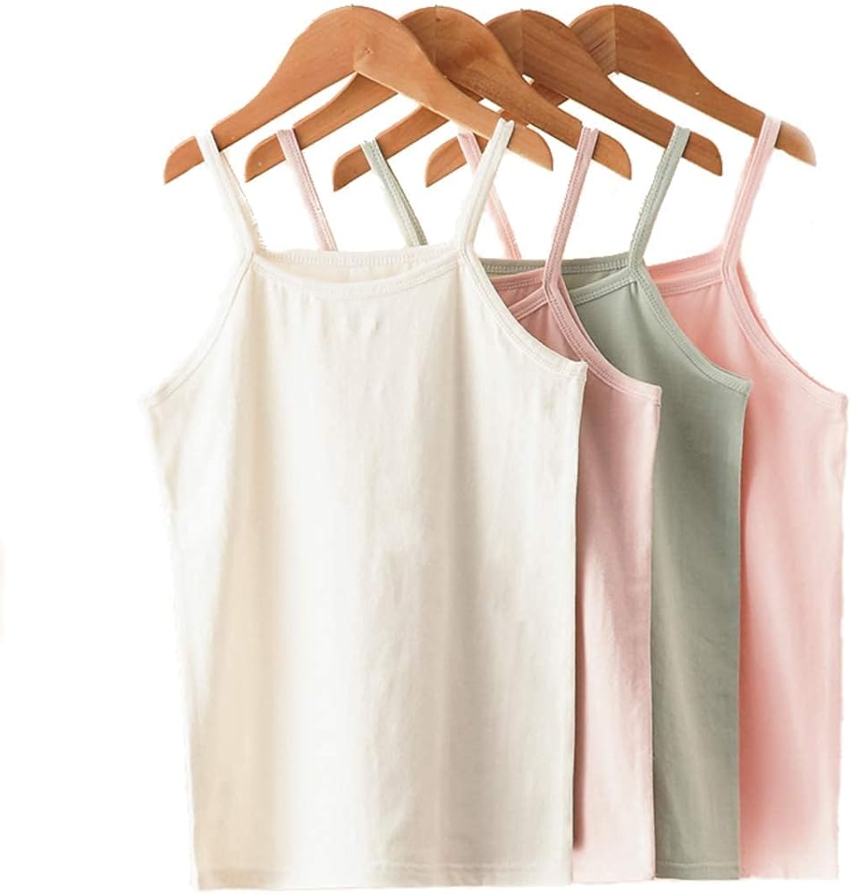 The Essential Cami Young Girls Toddler 4 Pack Premium Camisole Top Undershirt Super Soft Breathable Cami (3T)