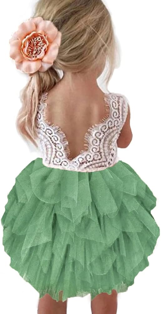 Topmaker Backless A-line Lace Back Flower Girl Dress