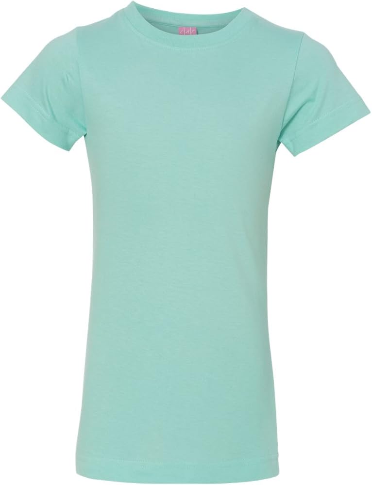 LAT Sportswear Girl's Fine Jersey Longer-Length T-Shirt, Chill, X-Large