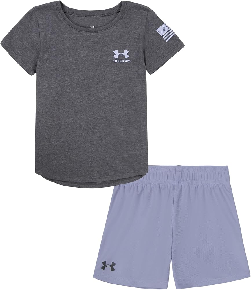 Under Armour girls Outdoor Set, Coordinating Top & Bottom, Pants Or Shorts, Durable Stretch and ComfortableClothing Set