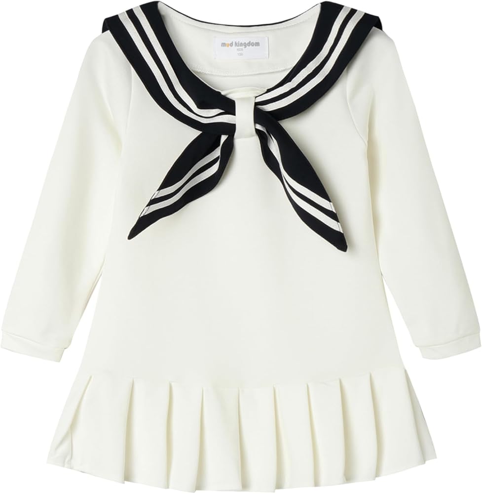 Mud Kingdom Pleated Dress Long Sleeve for Girls School Style