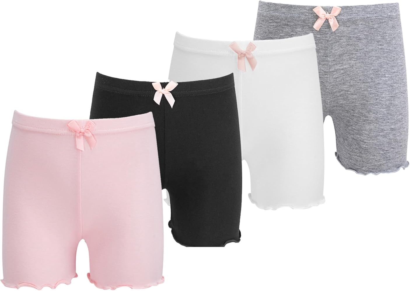 FEESHOW 4 Pack Girls Kids Dance Shorts Bike Shorts Gymnastics Yoga Tumbling Bottoms Active Under Dress Shorts