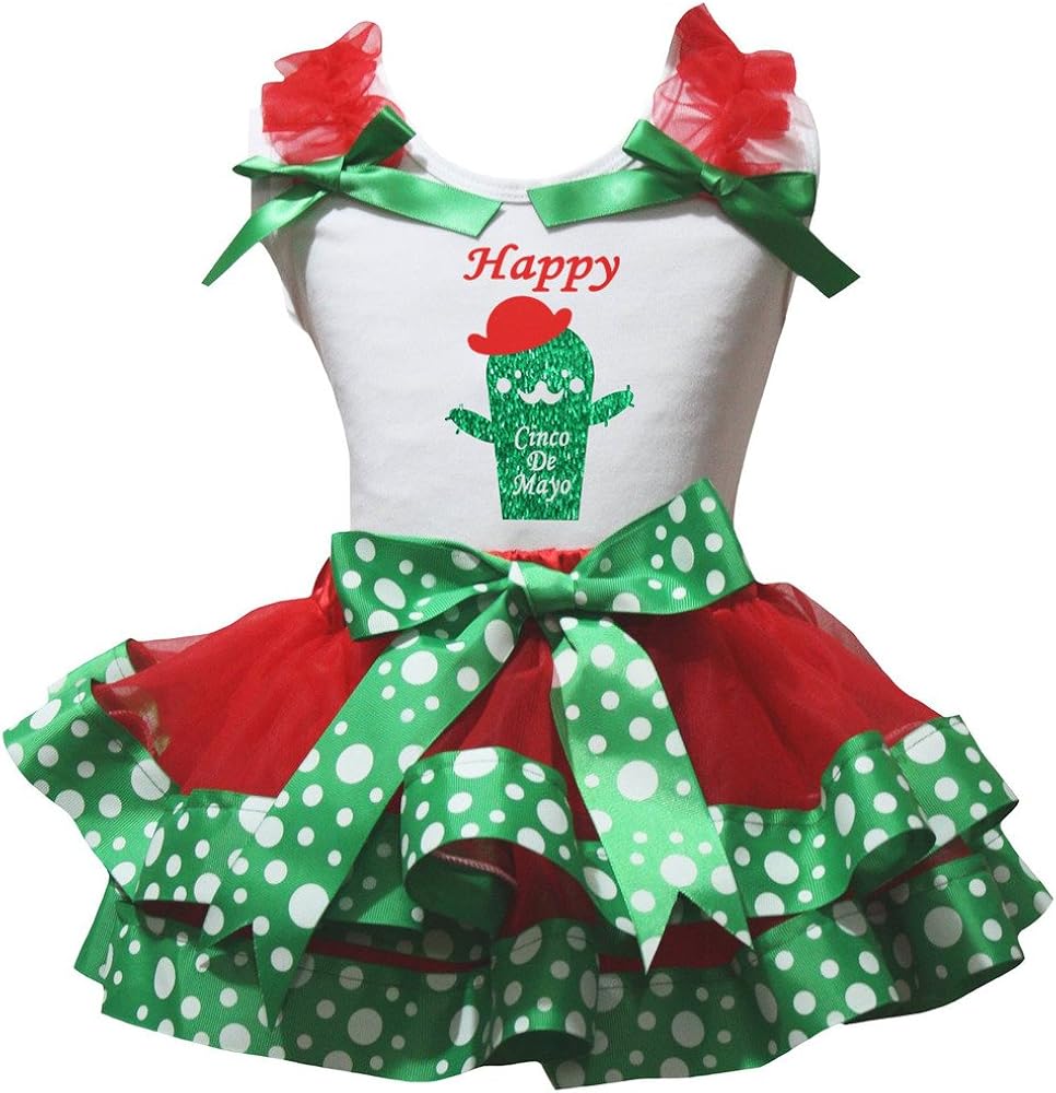 Petitebella Happy Cinco de Mayo Cactus Shirt Petal Skirt Girl Outfit Nb-8y