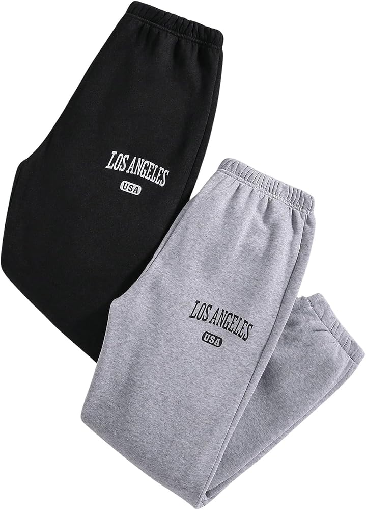 SHENHE Girl's 2 Pieces Elastic Waist Joggers Sweatpants Letter Graphic Workout Sports Pants