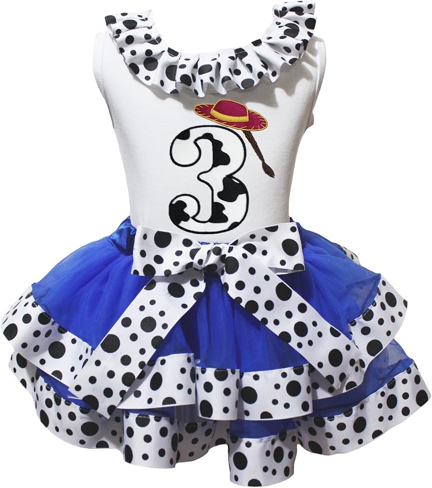 Petitebella Cowgirl 3rd White Shirt Blue Cow Ribbon Petal Skirt Outfit Nb-8y