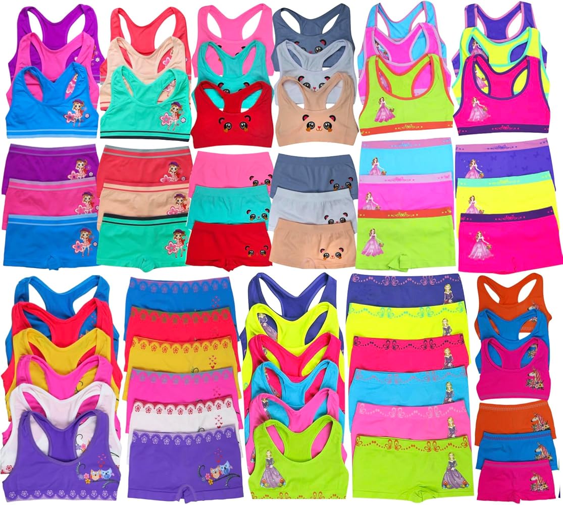 ToBeInStyle Girls' Pack of 12 Mystery - 6 Cami or Racerback Tops & 6 Matching Bottoms Sets