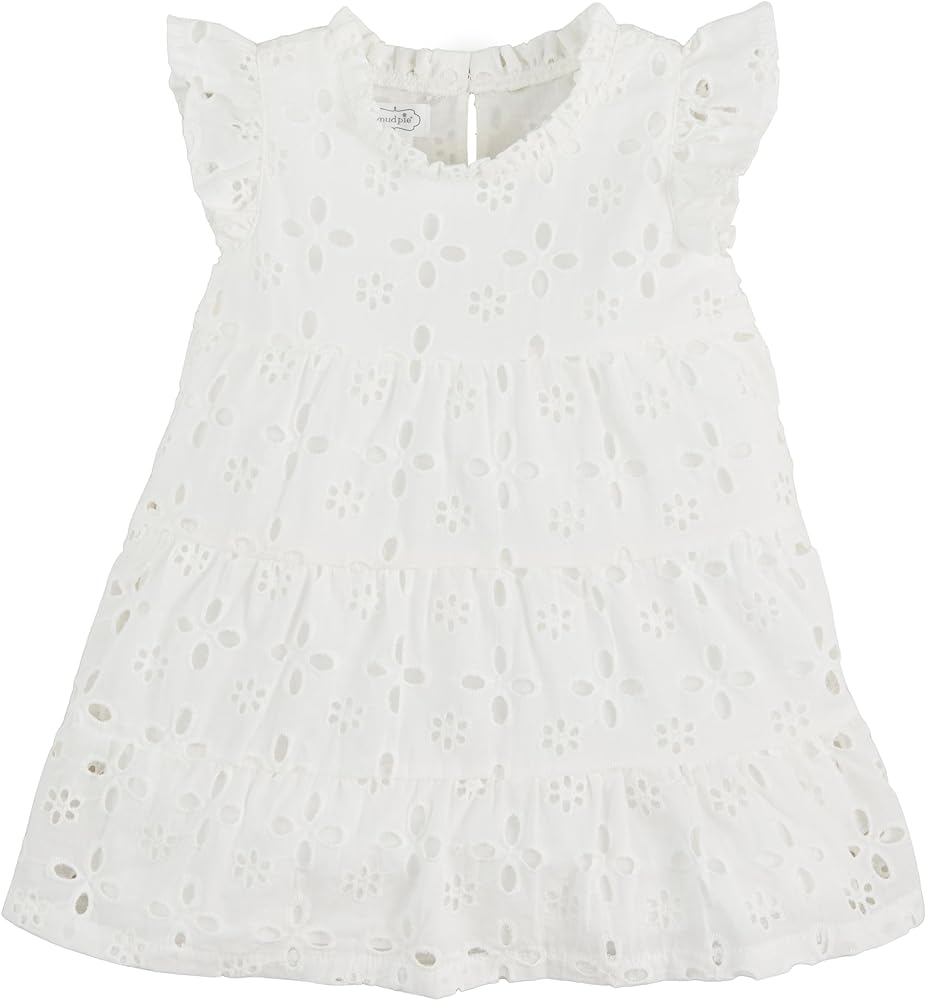 Mud Pie Girls White Mini Lula Eyelet Dress