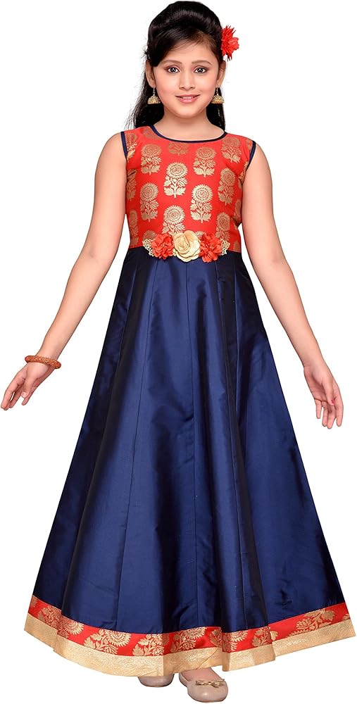 ADIVA Girl's Indian Party Wear Gown Dress for Kids