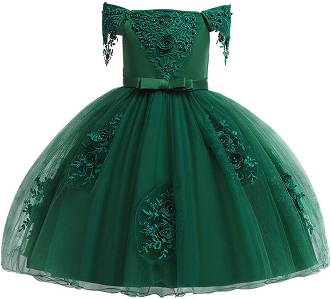 Pageant Dress for Girls 3T 4T Summer Dresses for Toddler Girls Knee Length Special Occasion Dress Size 3 4 Elegant Green Flower Girl Dresses Sleeveless Christmas Communion Bridal Dress (Green 110)