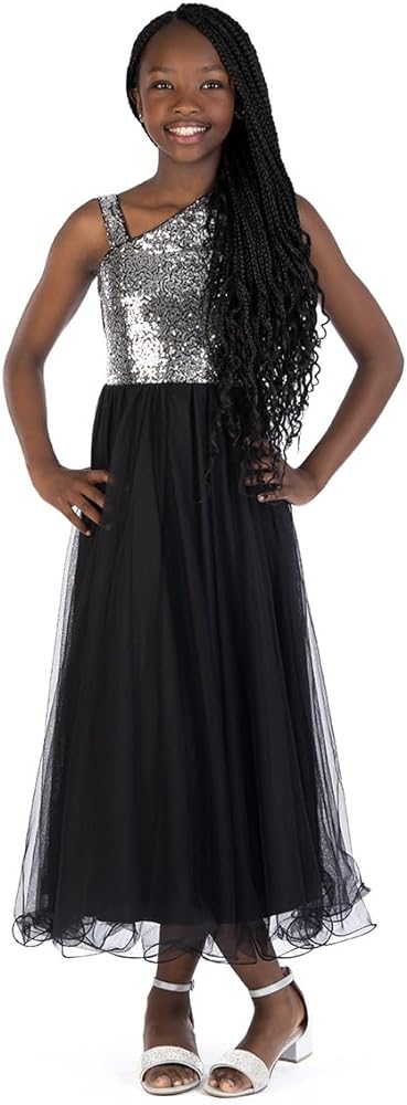 Speechless Girls' Sleeveless Sequin and Mesh Maxi Party Dress