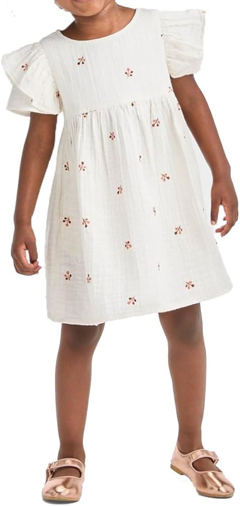 Cat & Jack Toddler Girls' Embroidered Ruffle Short Sleeve Gauze Dress-