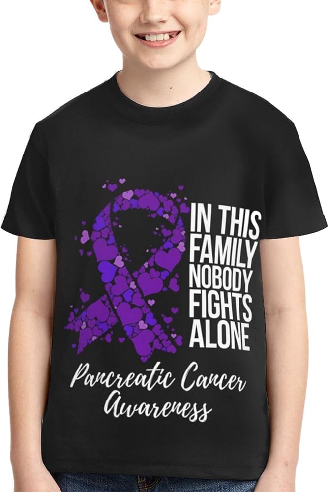 Pancreatic Cancer Awareness Boys Girls Shirts Kids Short Sleeve Classic Crewneck Top Tee