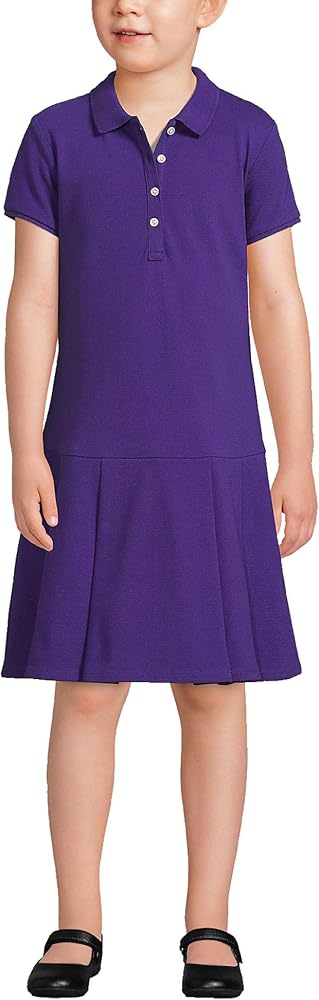 Lands' End School Uniform Girls Short Sleeve Mesh Pleated Polo Dress