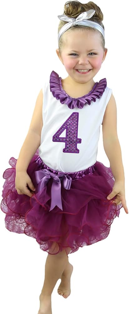 Petitebella Birthday Dress Purple 4th White Shirt Wine Red Petal Skirt Outfit Set Nb-8y