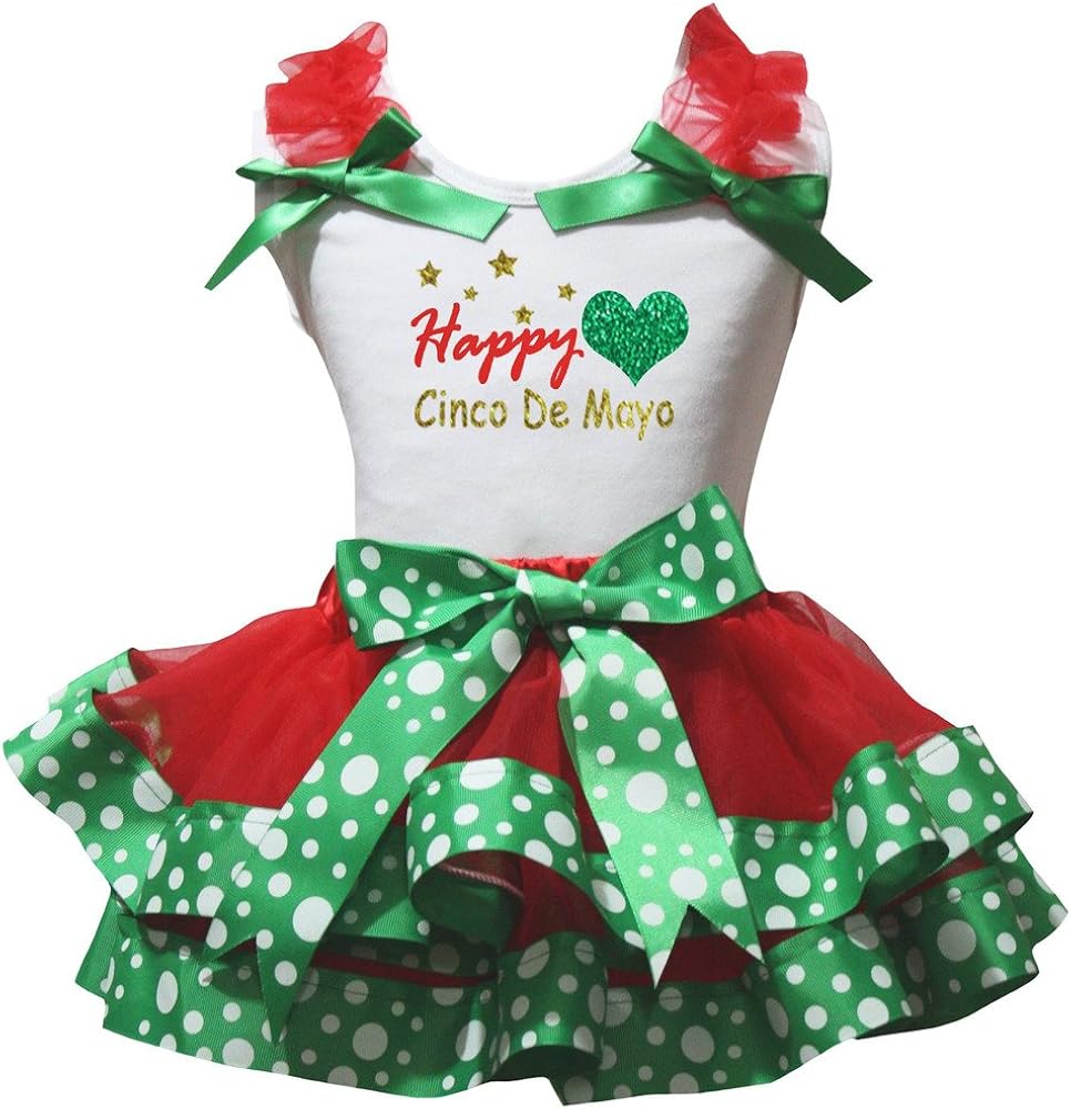 Petitebella Happy Cinco de Mayo Heart Shirt Petal Skirt Girl Outfit Nb-8y