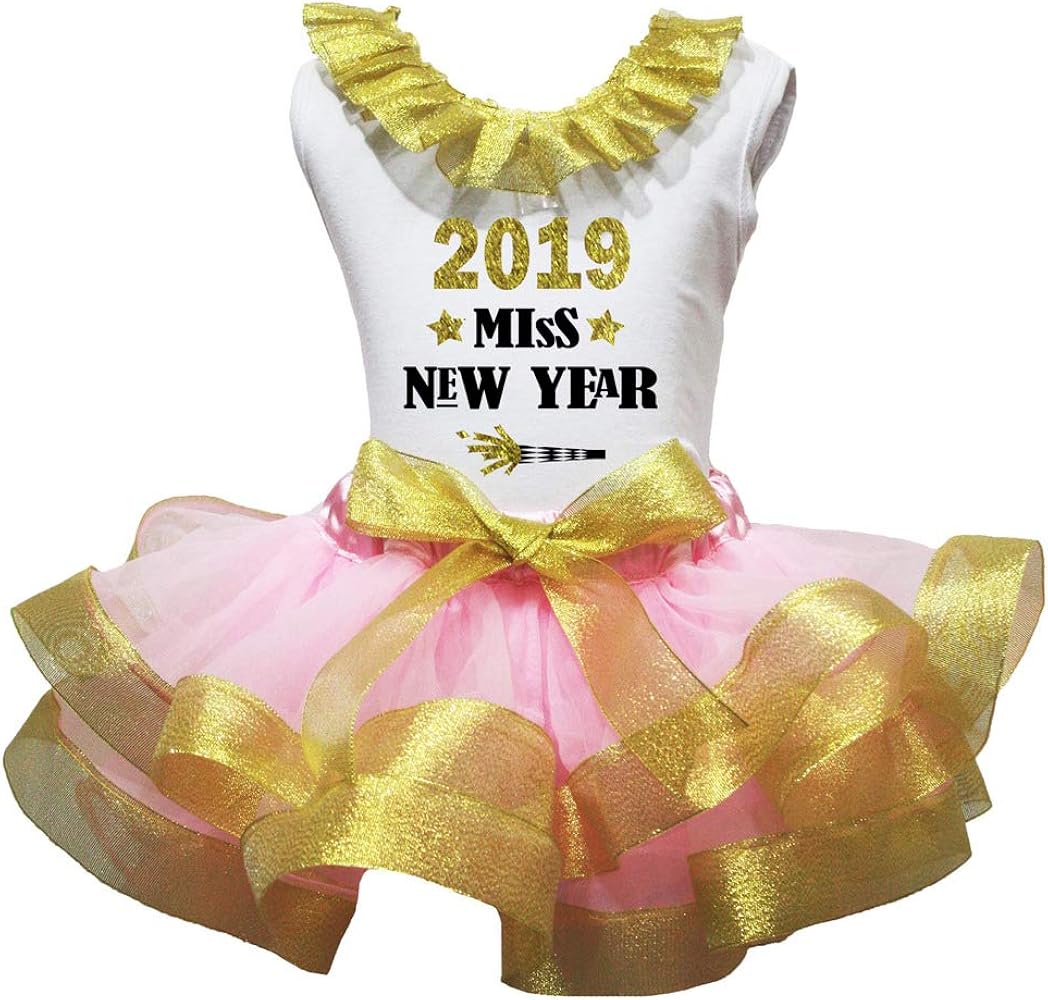 Petitebella 2019 Miss New Year White Shirt Petal Skirt Girl Outfit Nb-8y